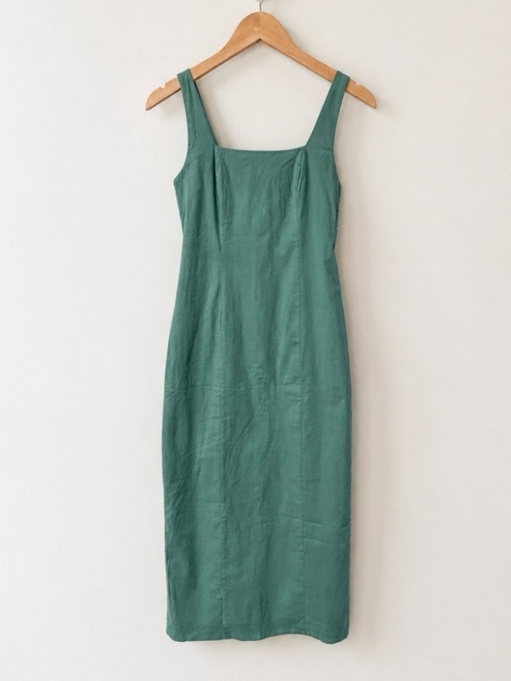 NWT Abercrombie & Fitch Square Neck Column Midi Dress Mint Green